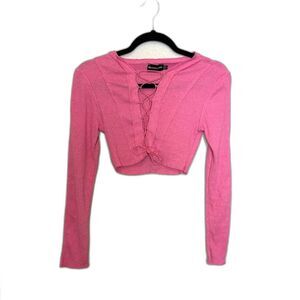 Pretty Little Thing Lace-up Front Crop Top Women's Size 2